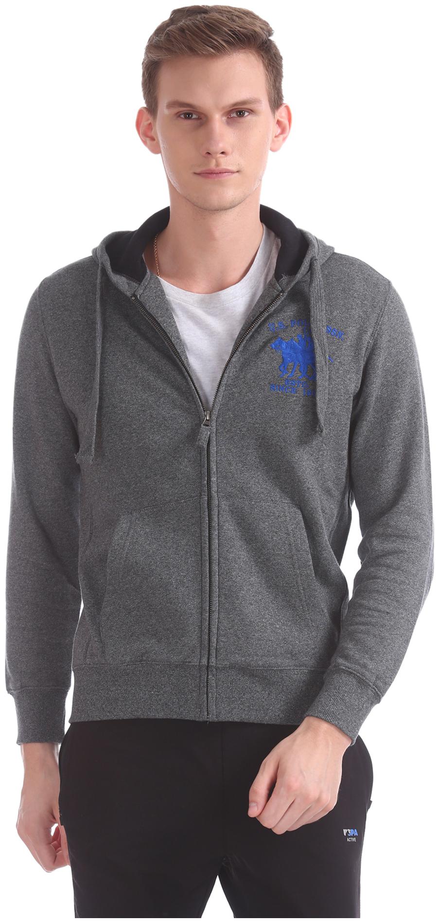 

U S Polo Assn Men Grey Hooded Sweatshirt