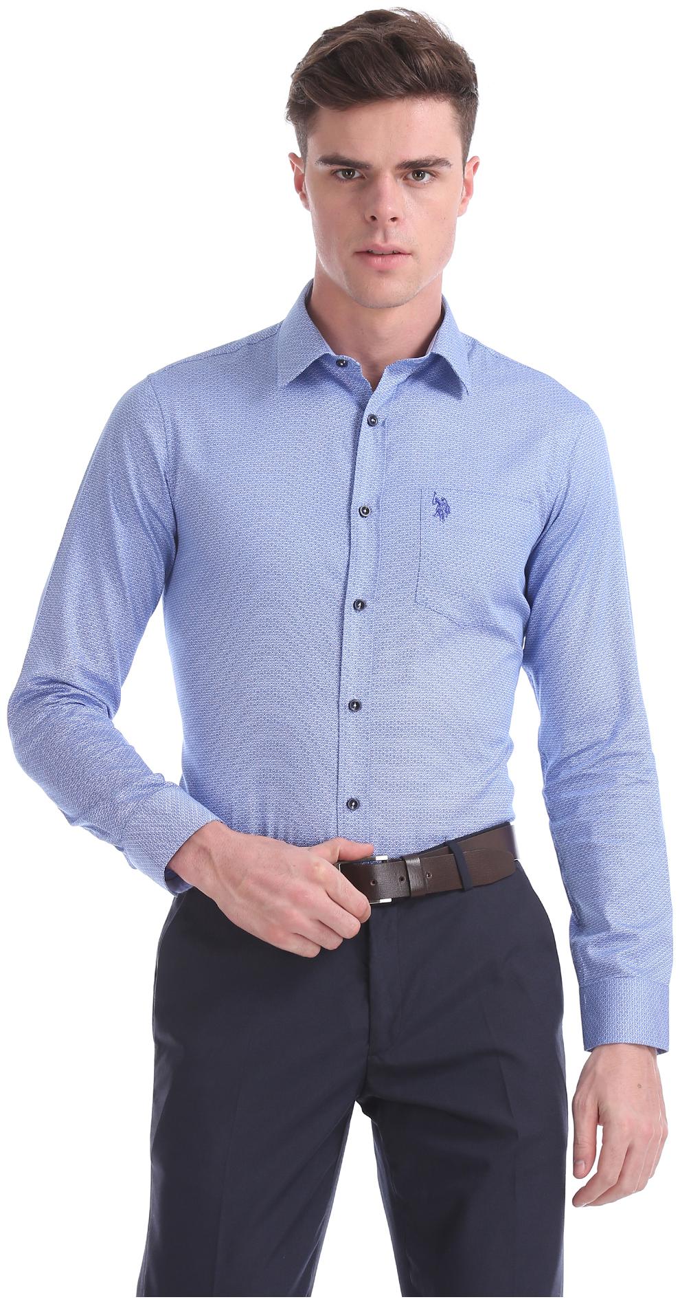 

U S Polo Assn Men Regular fit Formal Shirt - Blue