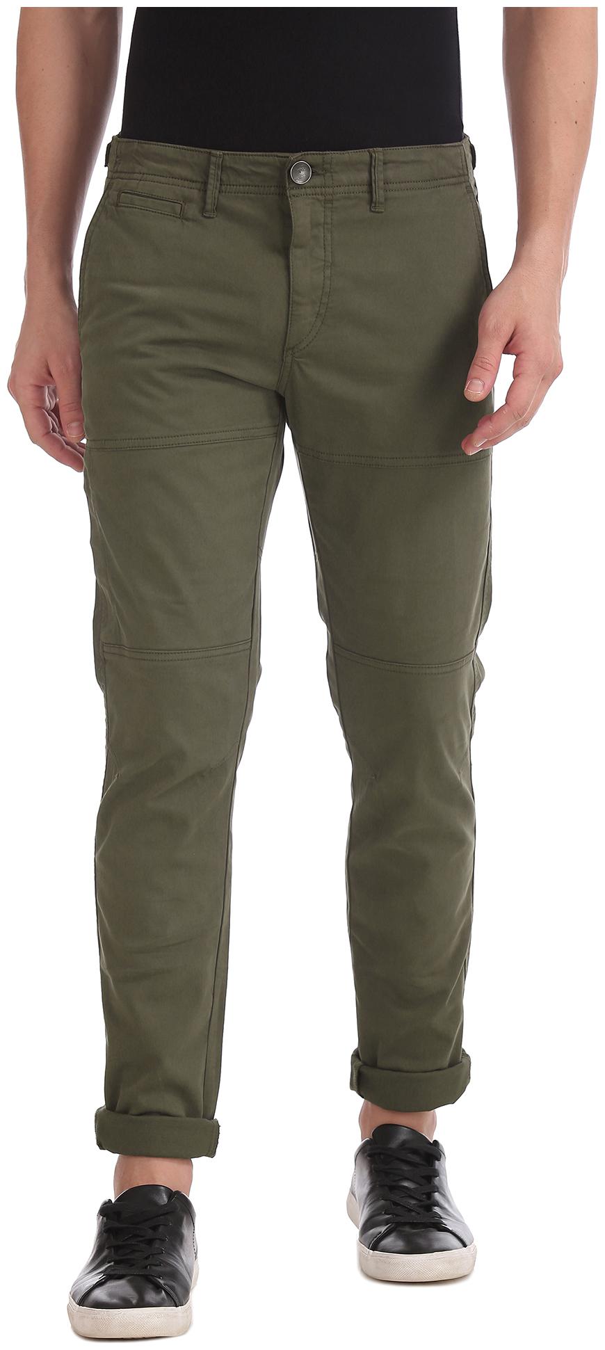 

U S Polo Assn Men Green Solid Slim fit Regular trousers