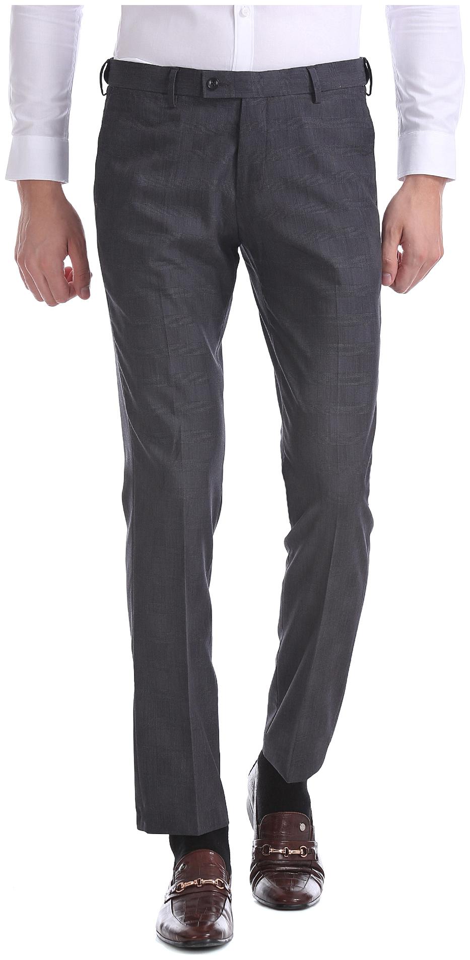 

U S Polo Assn Men Textured Slim Fit Formal Trouser - Grey