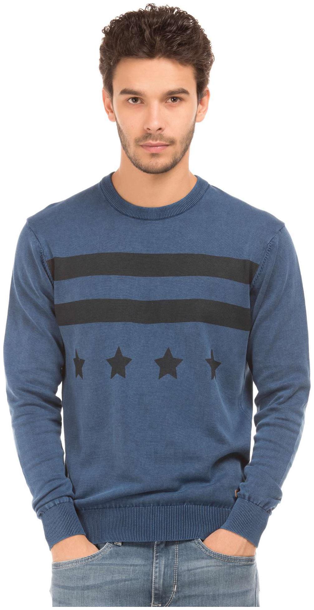 

U S Polo Assn Denim Co Blue Cotton Printed Crew Neck Sweater
