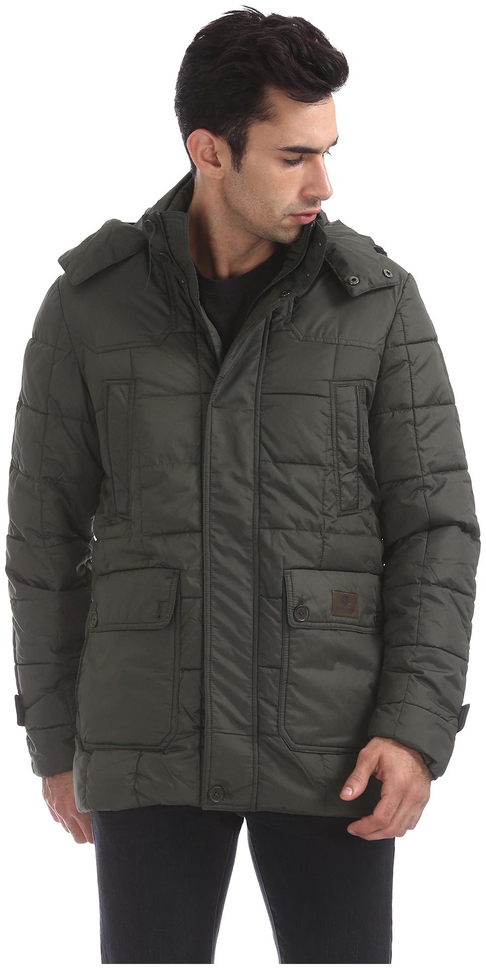

U S Polo Assn Men Green Solid Quilted jacket