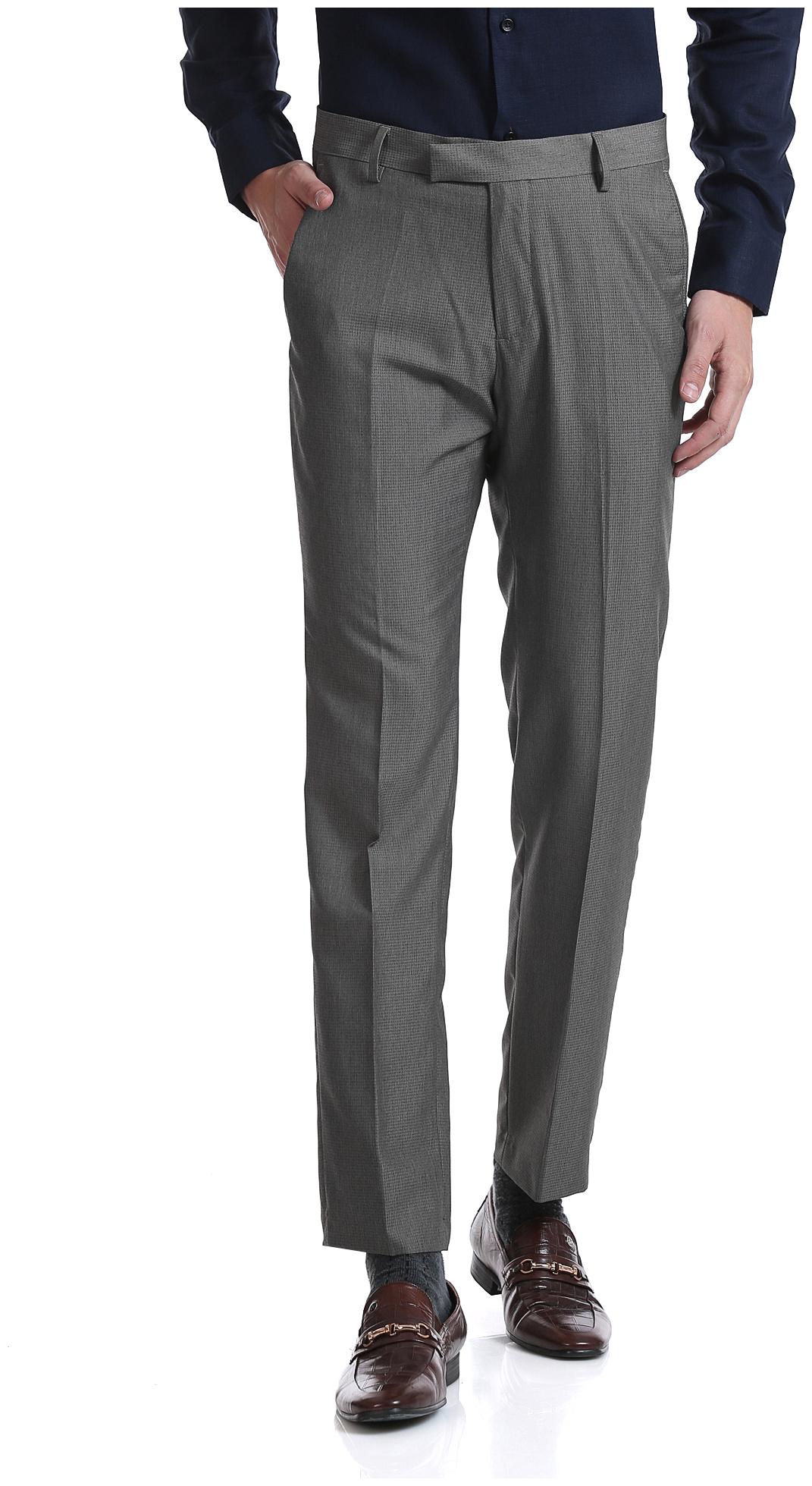 

U S Polo Assn Men Textured Regular Fit Formal Trouser - Grey