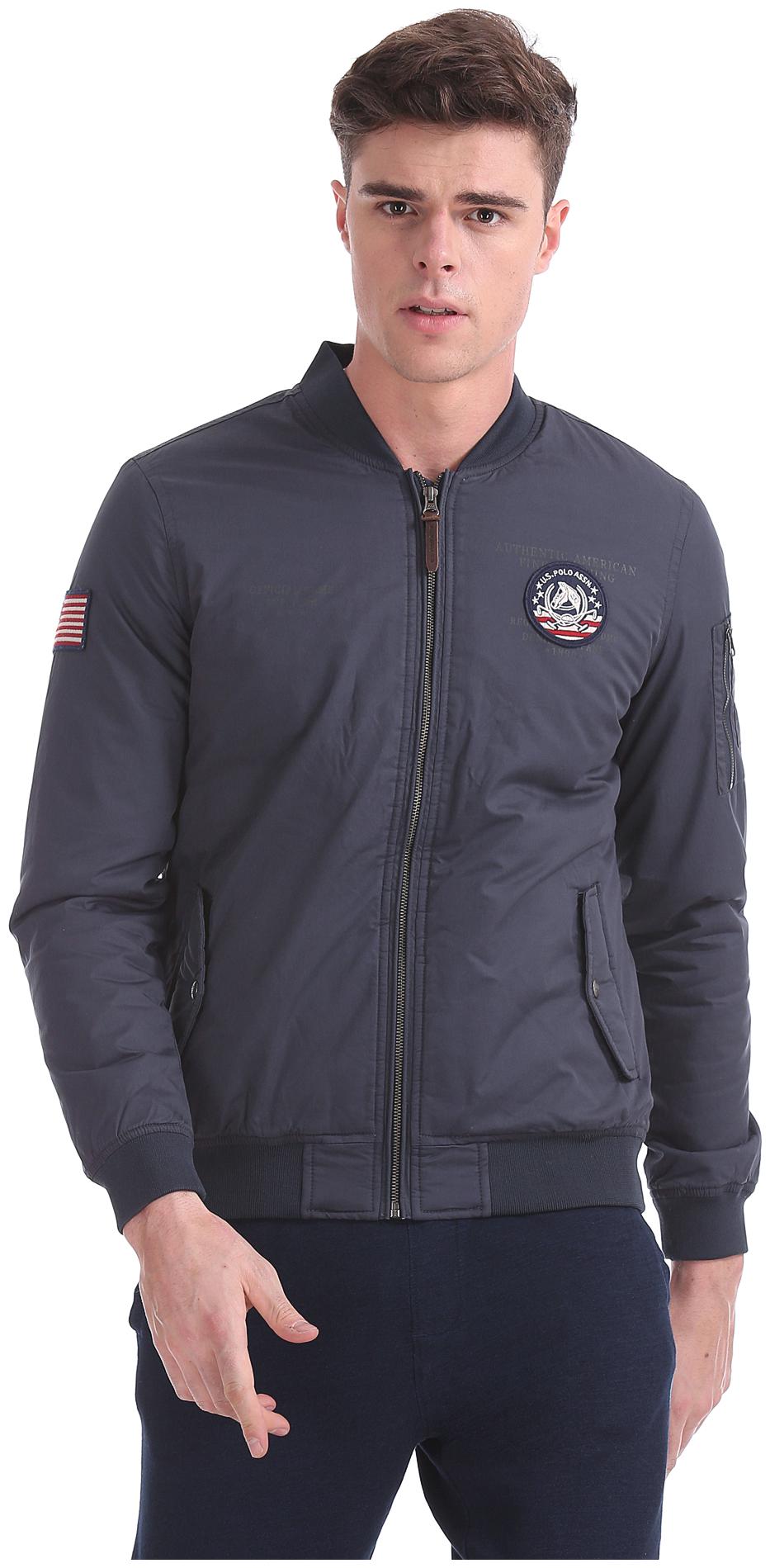 

U S Polo Assn Men Blue Solid Bomber jacket