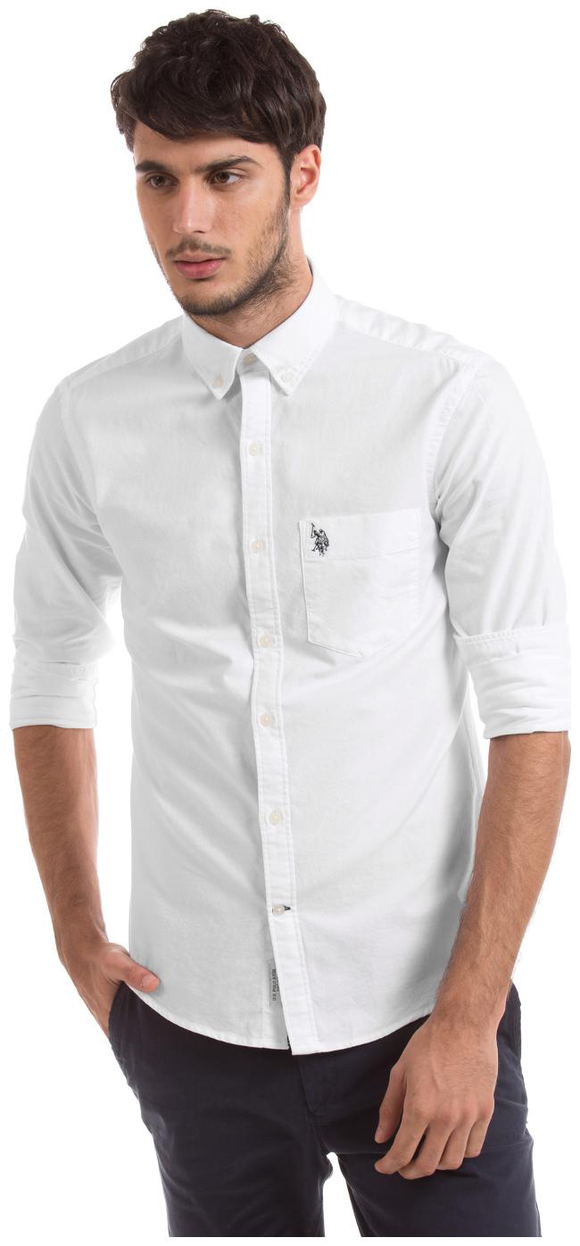 

U S Polo Assn Men White Solid Slim Fit Casual Shirt