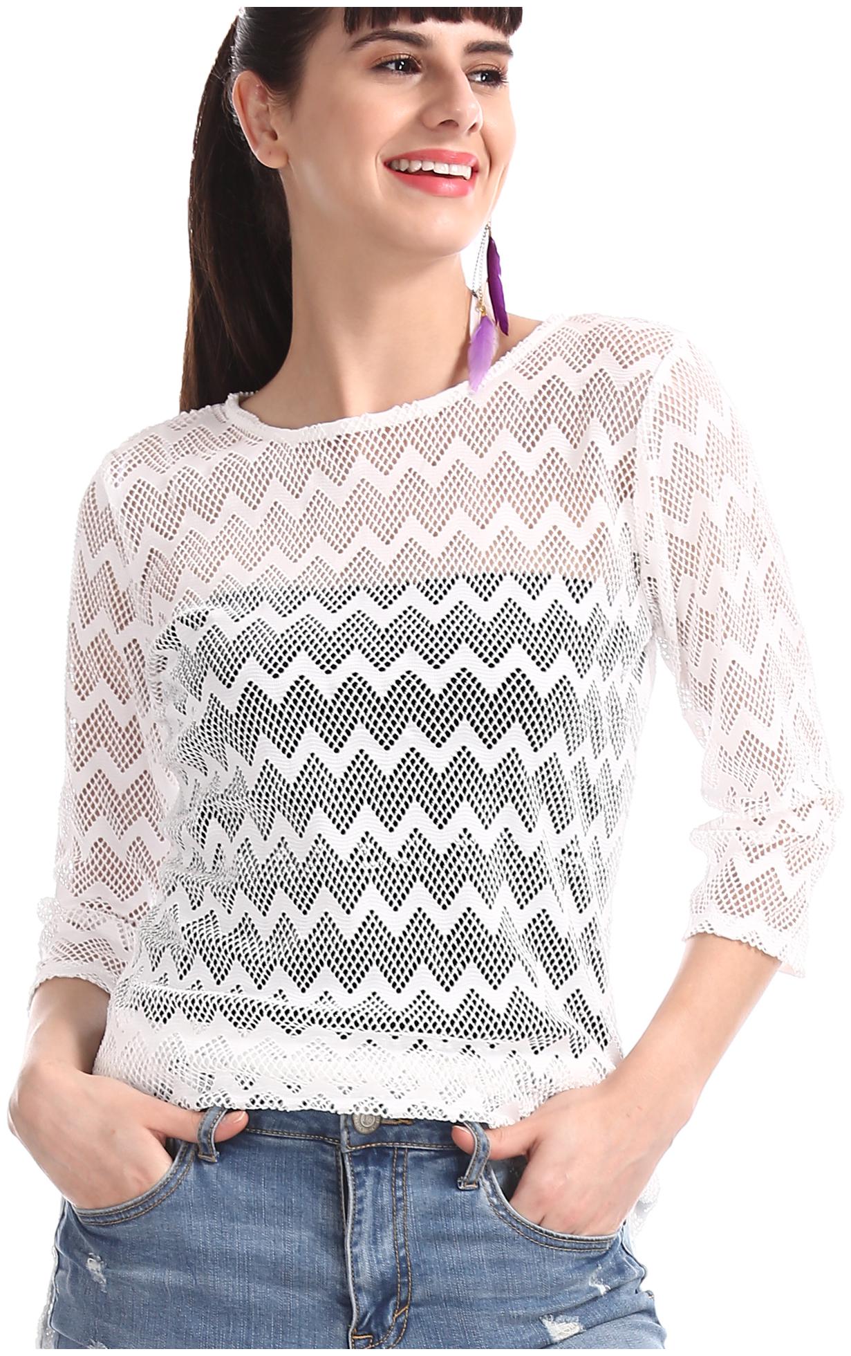

U S Polo Assn Women Self design Regular top - White