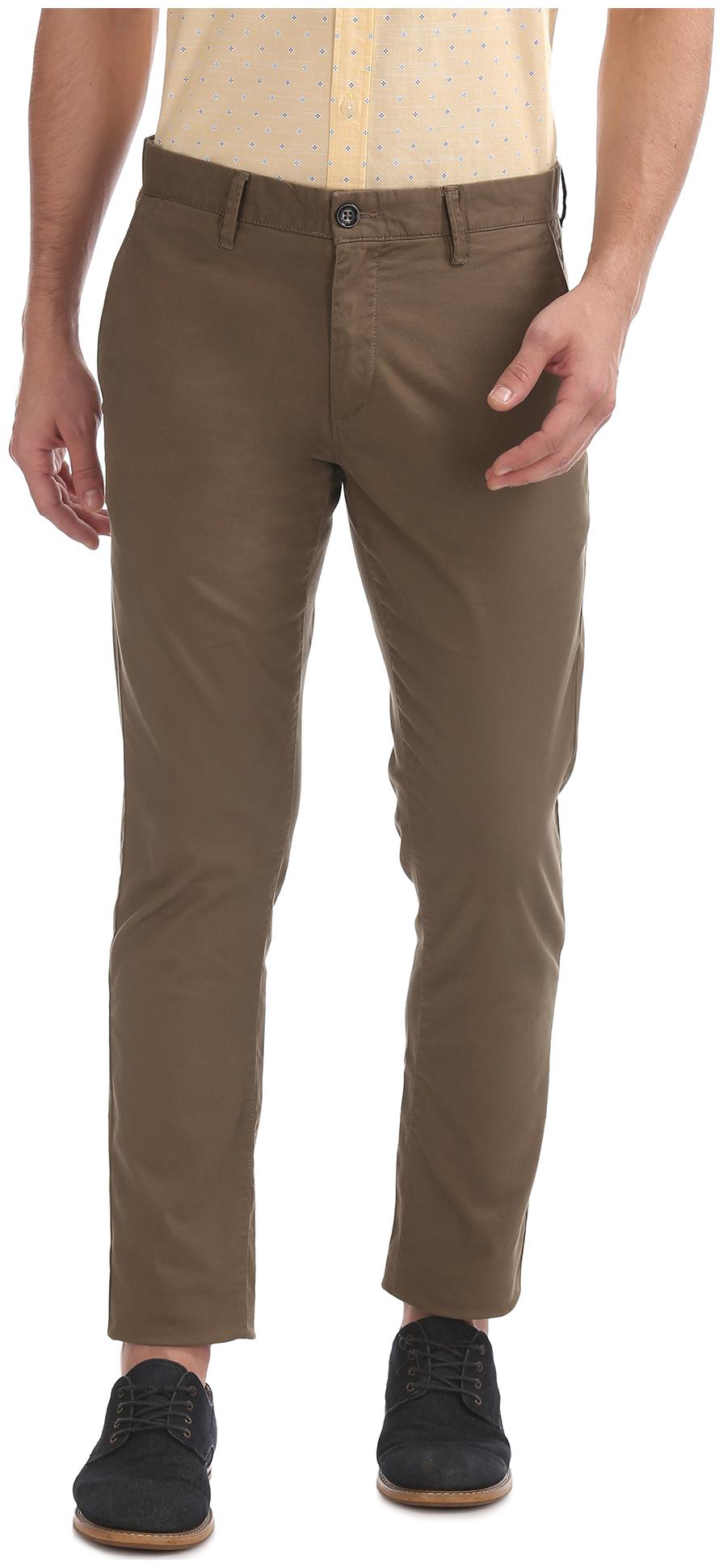 

U S Polo Assn Men Brown Solid Slim fit Regular trousers