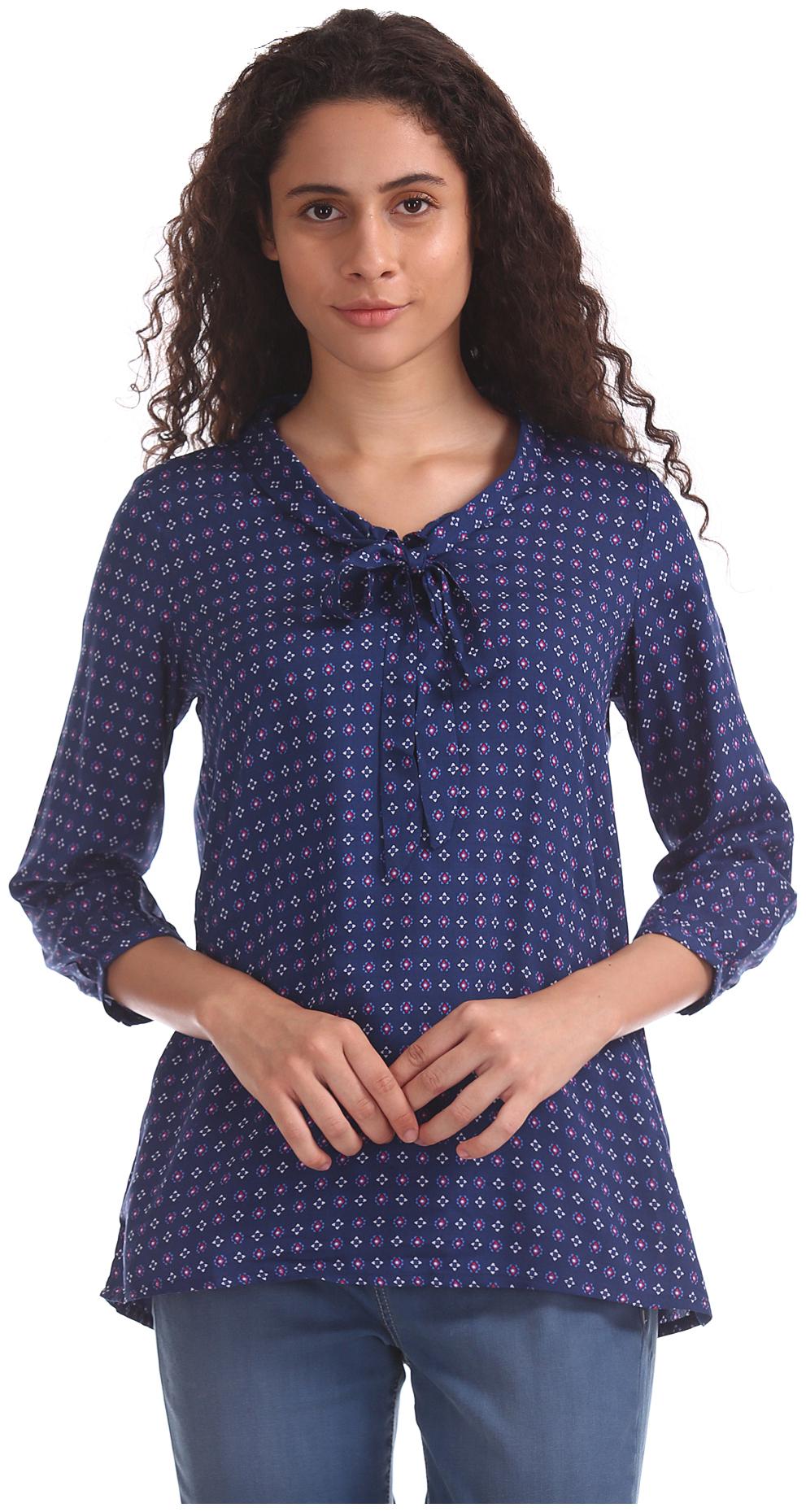 

U S Polo Assn Women Printed Regular top - Blue