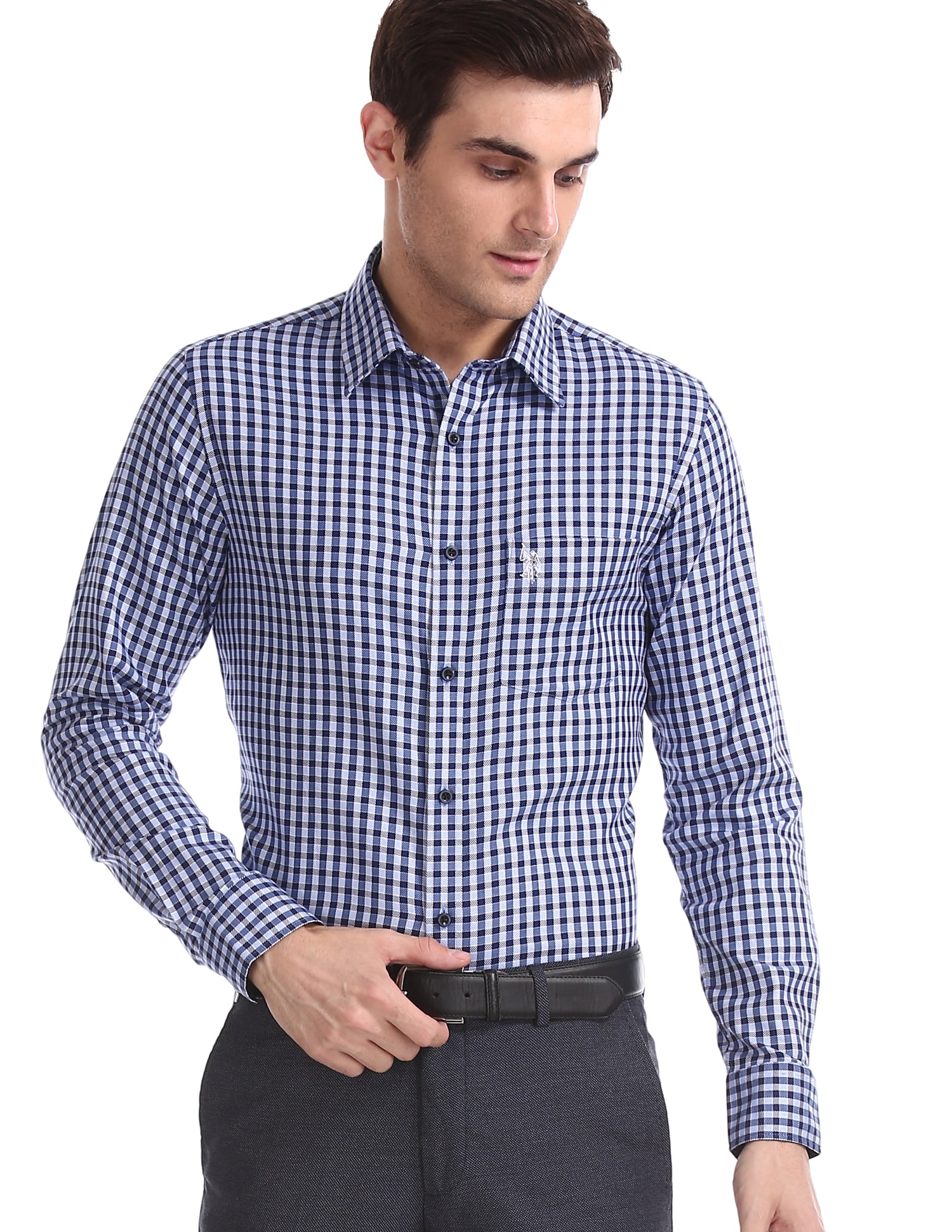 

U S Polo Assn Men Regular fit Formal Shirt - Blue