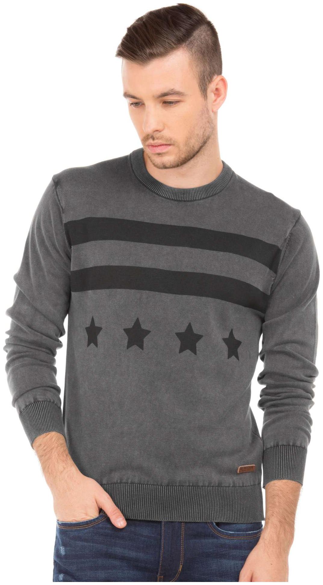 

U S Polo Assn Denim Co Grey Cotton Muscle Fit Printed Sweater