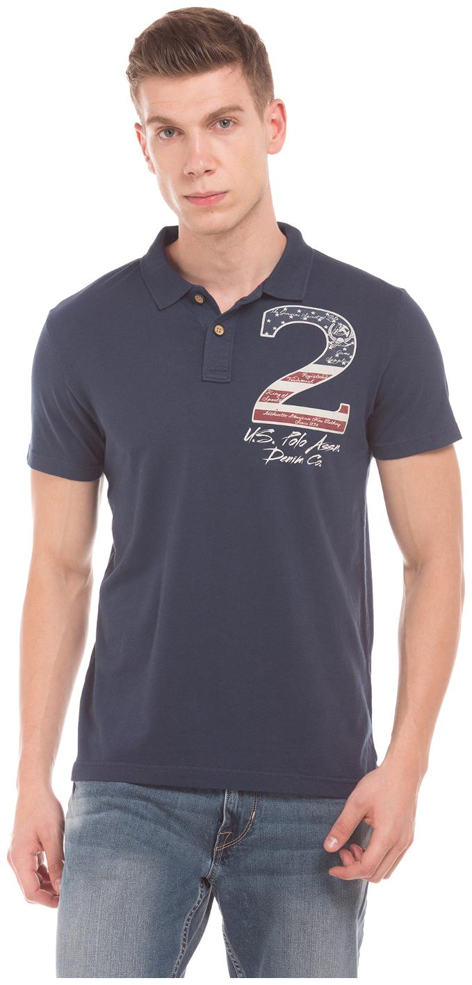 

U S Polo Assn Men Blue Slim fit Cotton Polo collar T-Shirt - Pack Of 1
