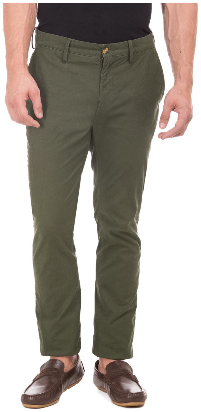 

U S Polo Assn Men Green Solid Tapered fit Regular trousers