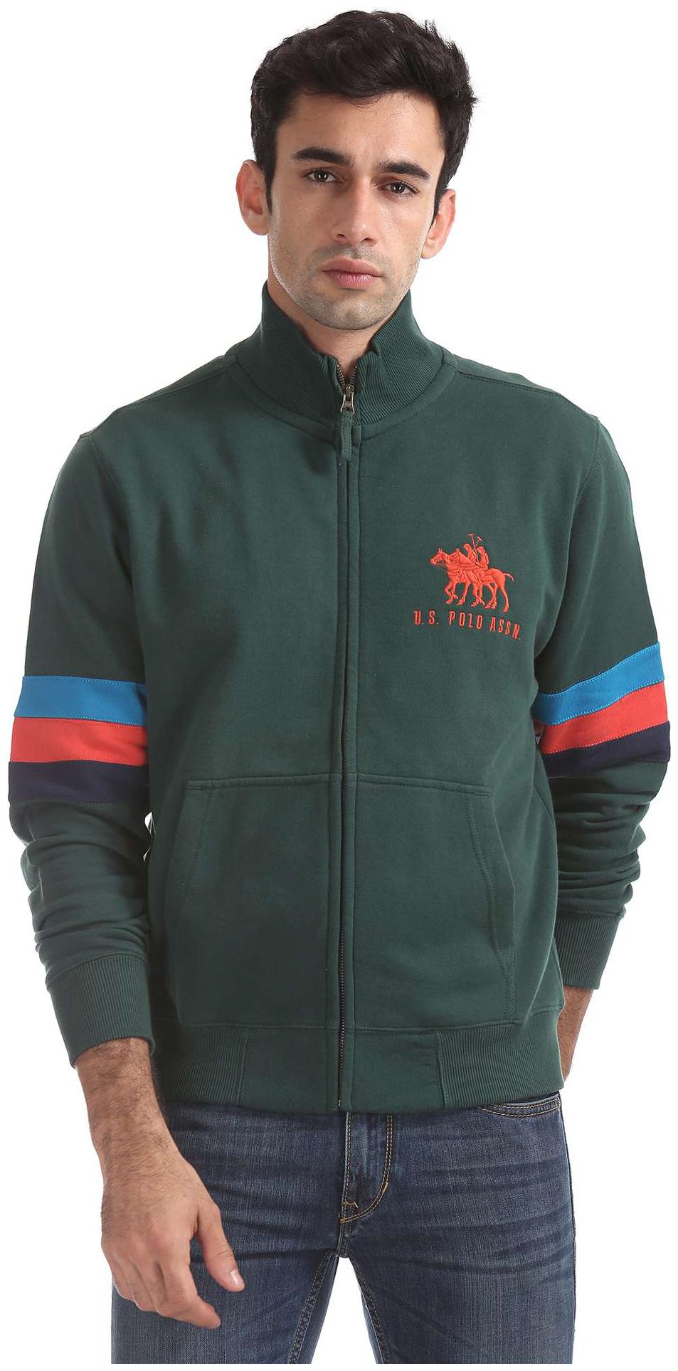 

U S Polo Assn Men Green High neck Sweatshirt