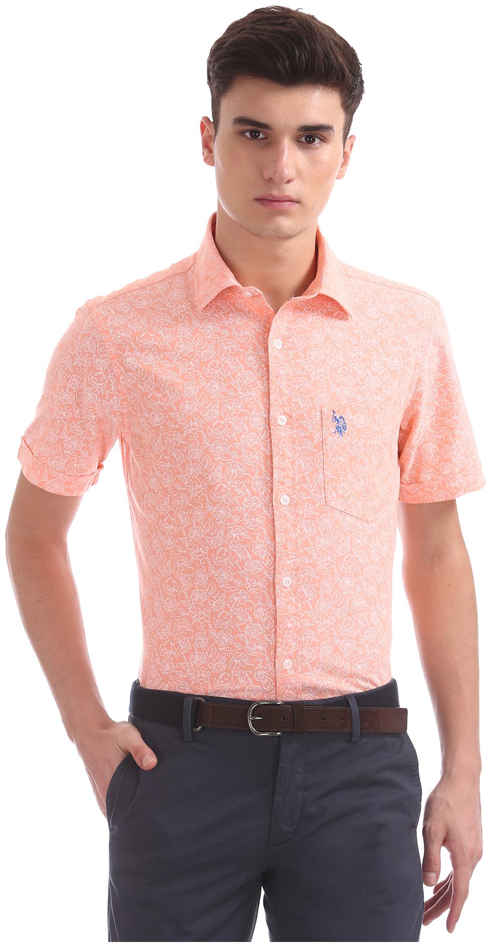 

U S Polo Assn Men Regular fit Formal Shirt - Orange