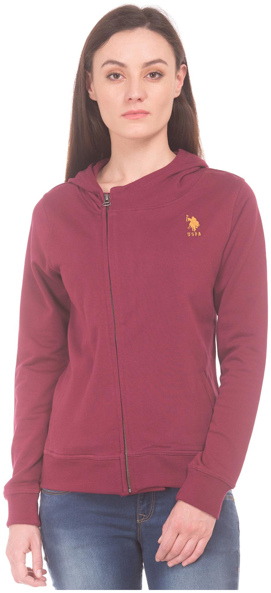 

U S Polo Assn Women Solid Hoodie - Red