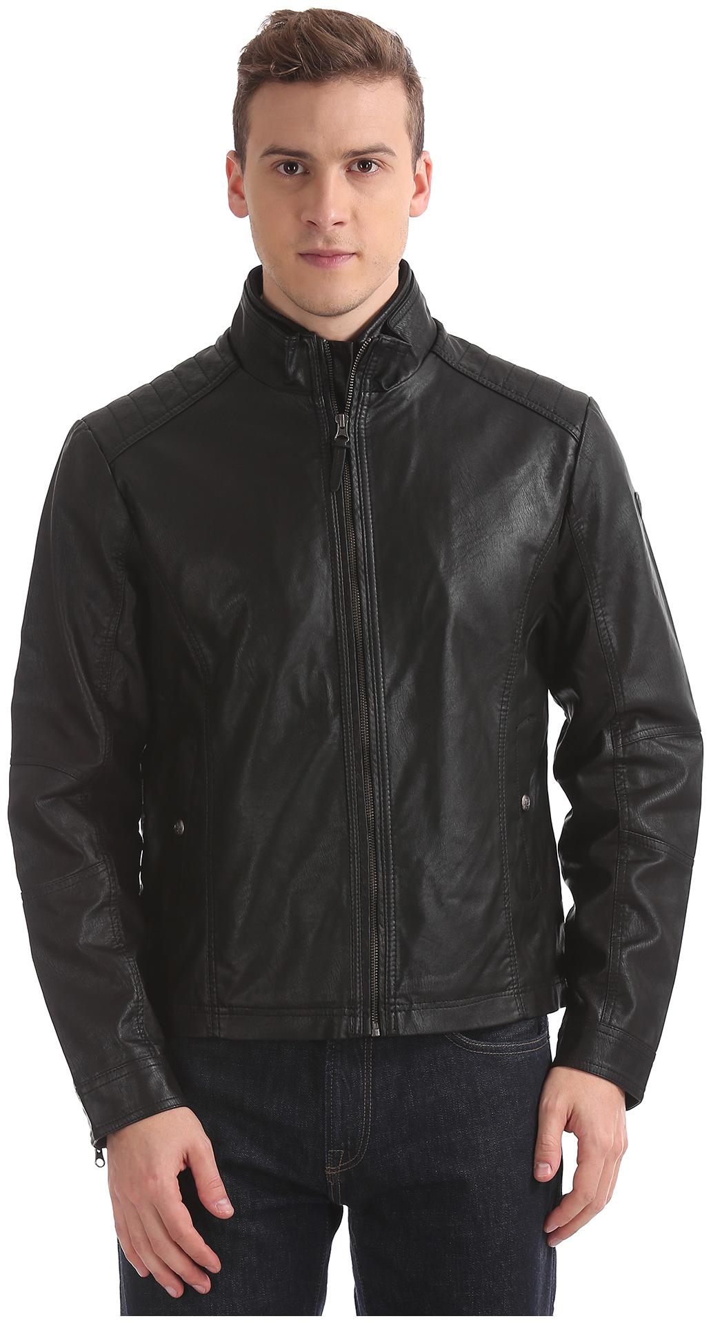 

U S Polo Assn Men Black Solid Biker jacket