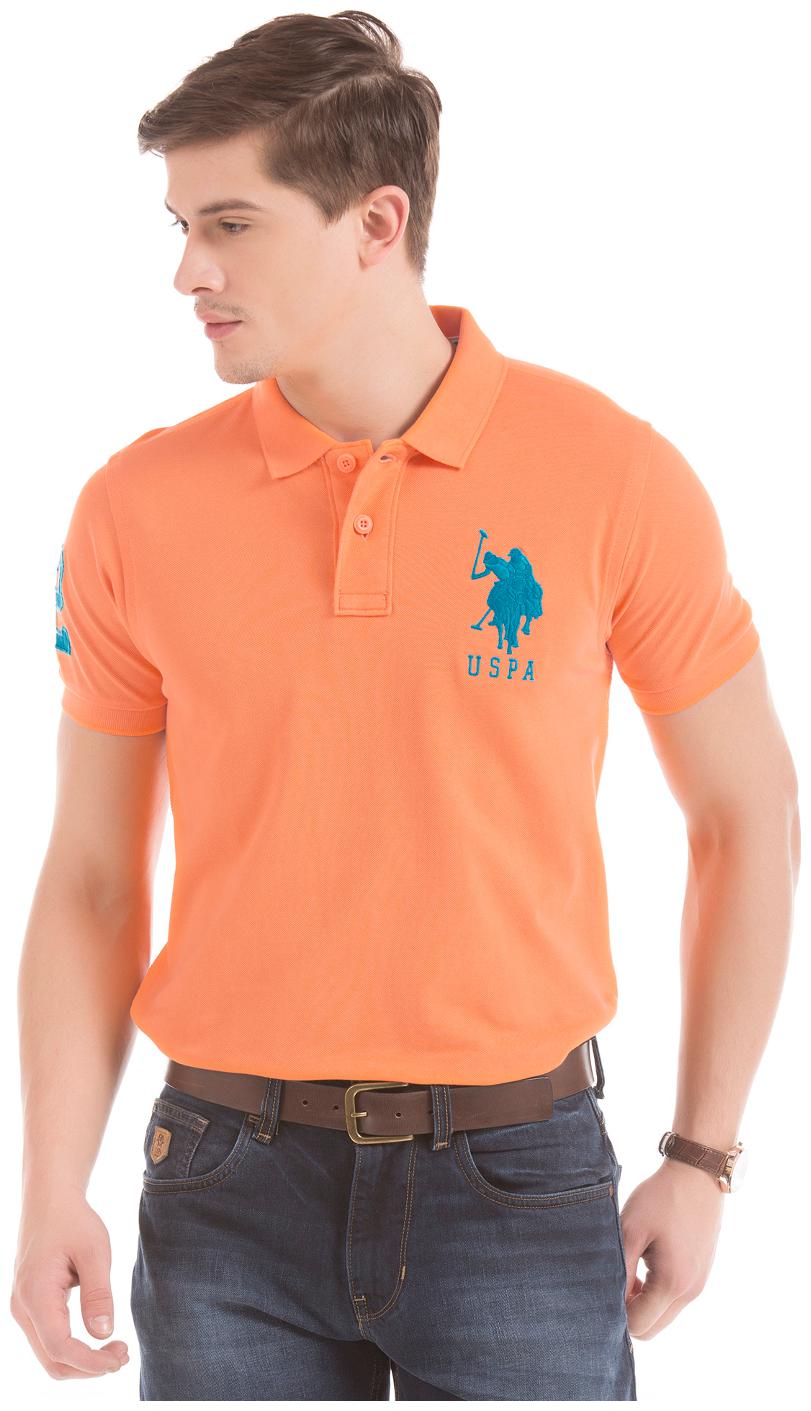 

U S Polo Assn Men Orange Slim fit Cotton Polo collar T-Shirt - Pack Of 1