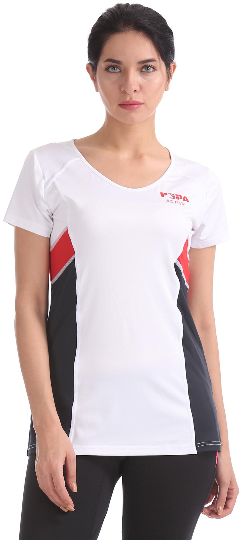 

U S Polo Assn Women White Slim fit Round neck Polyester T shirt