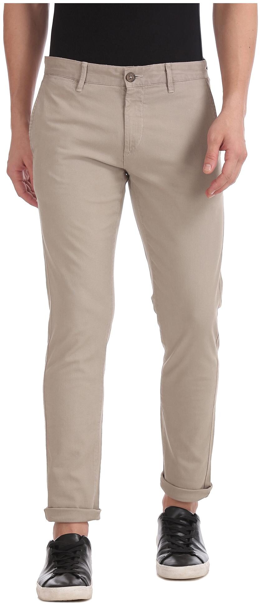 

U S Polo Assn Men Beige Solid Slim fit Regular trousers