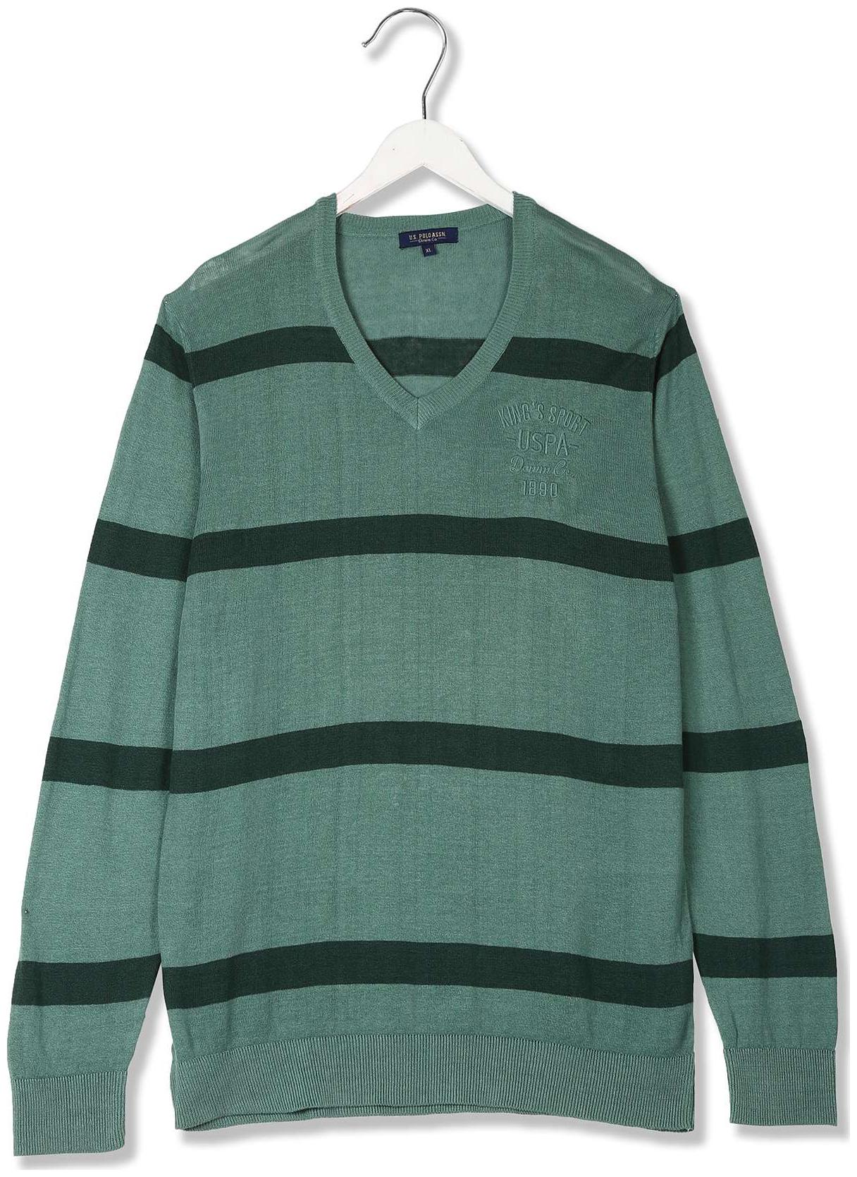 

U S Polo Assn Men Green V neck Pullover