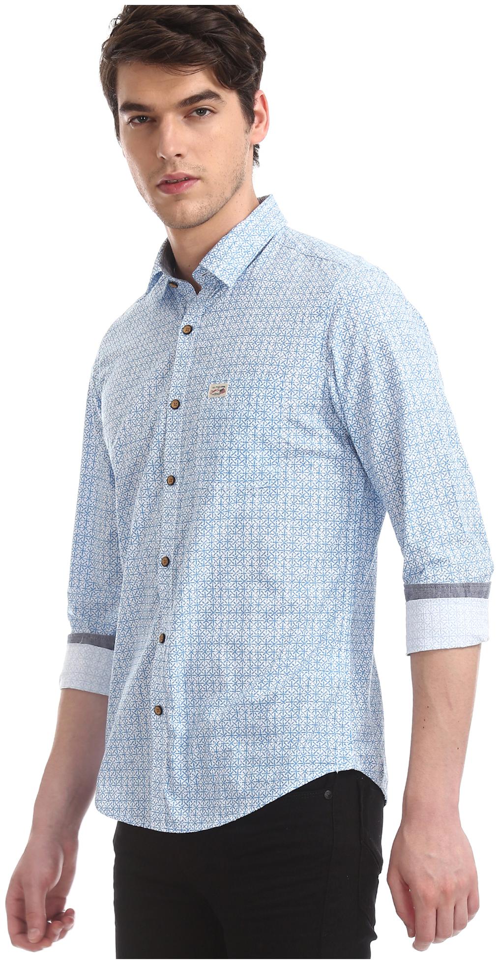

U S Polo Assn Men Blue Floral Slim Fit Casual Shirt