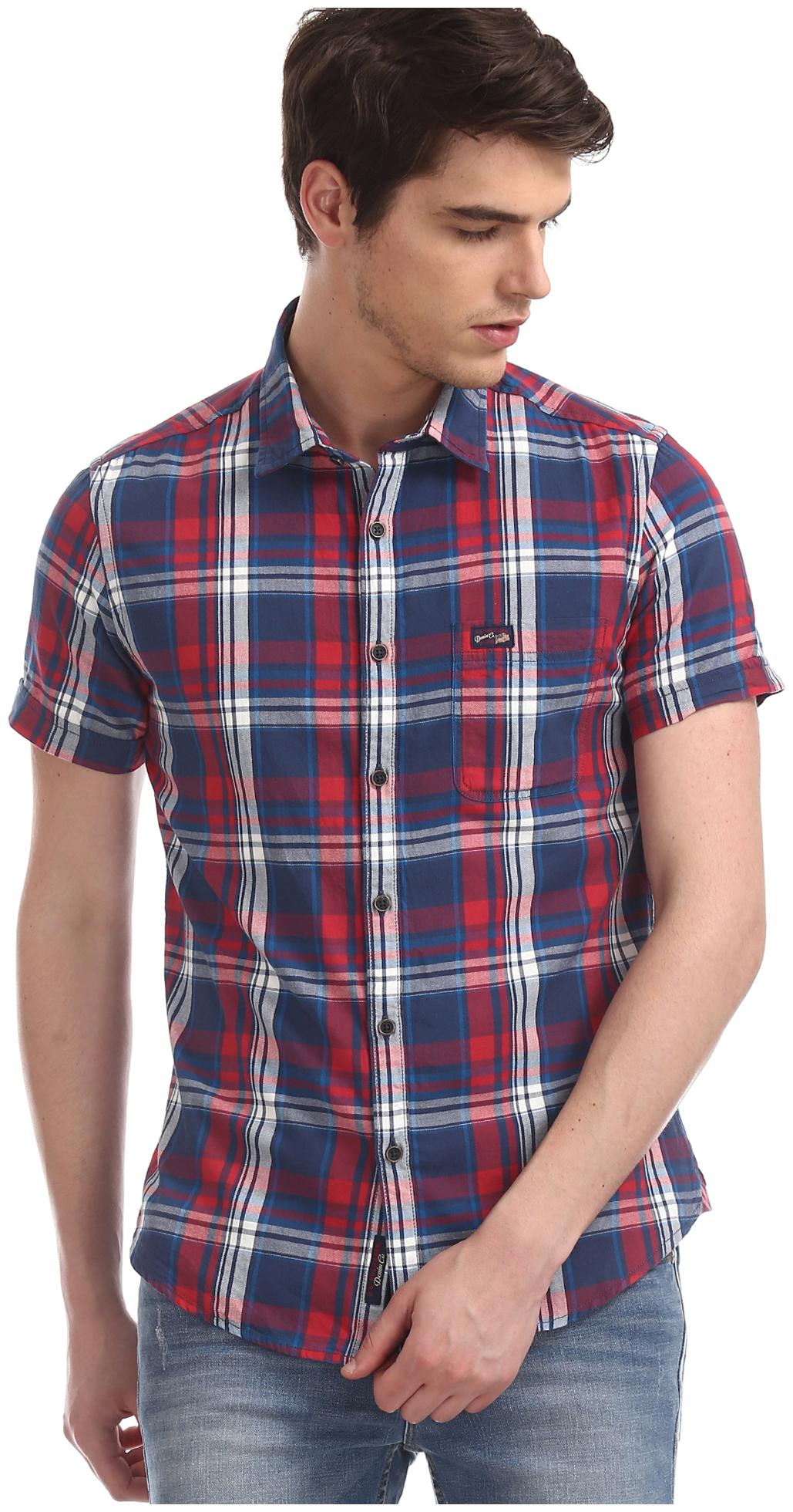 

U S Polo Assn Men Red Checked Slim Fit Casual Shirt