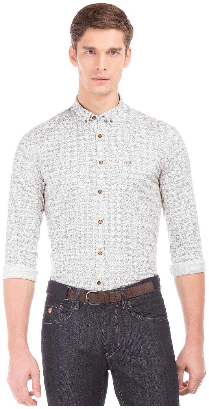 

U S Polo Assn Men White Checked Regular Fit Casual Shirt