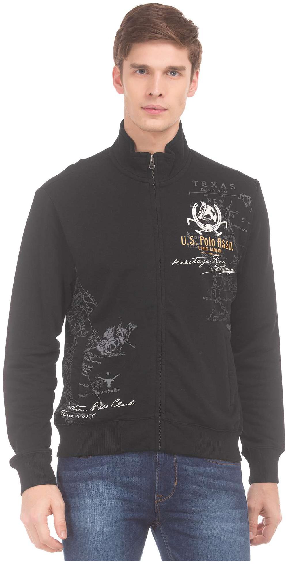 

U S Polo Assn Men Black High neck Sweatshirt