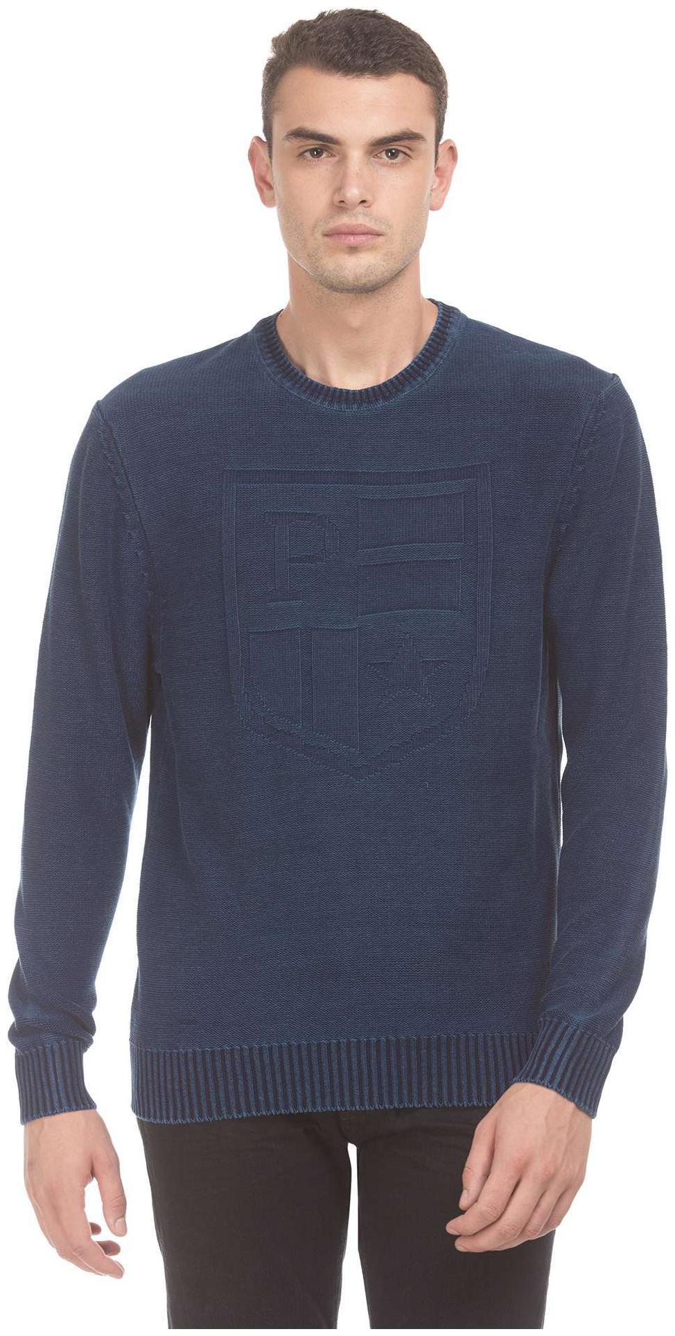 

U S Polo Assn Denim Co Blue Cotton Patterned Knit Washed Sweater