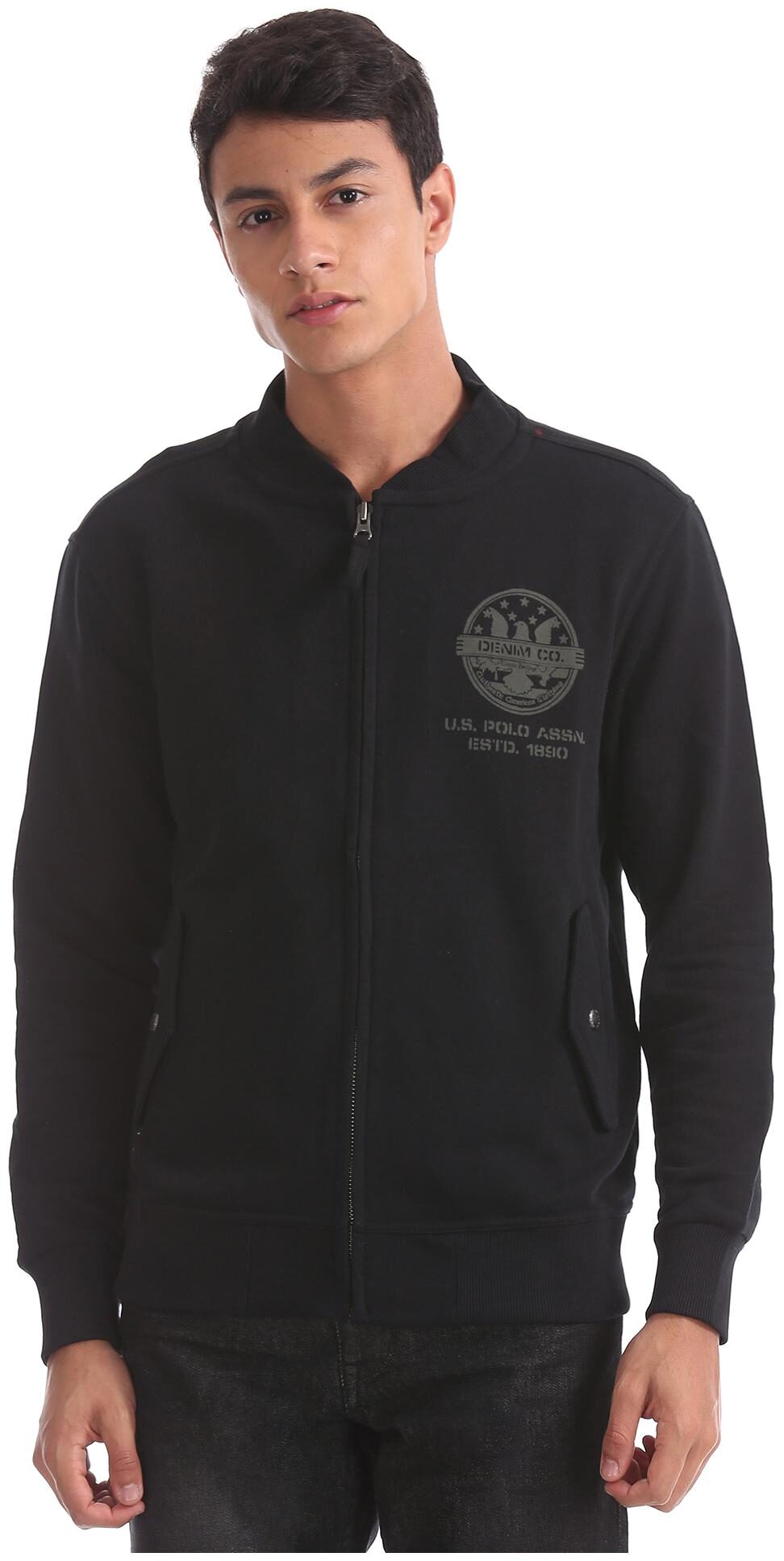 

U S Polo Assn Men Black High neck Sweatshirt