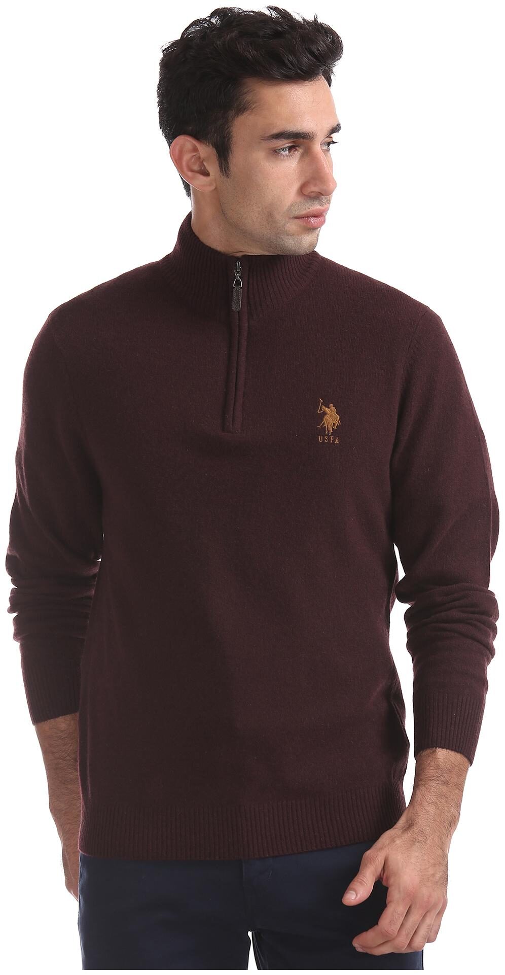 

U S Polo Assn Men Red High neck Pullover