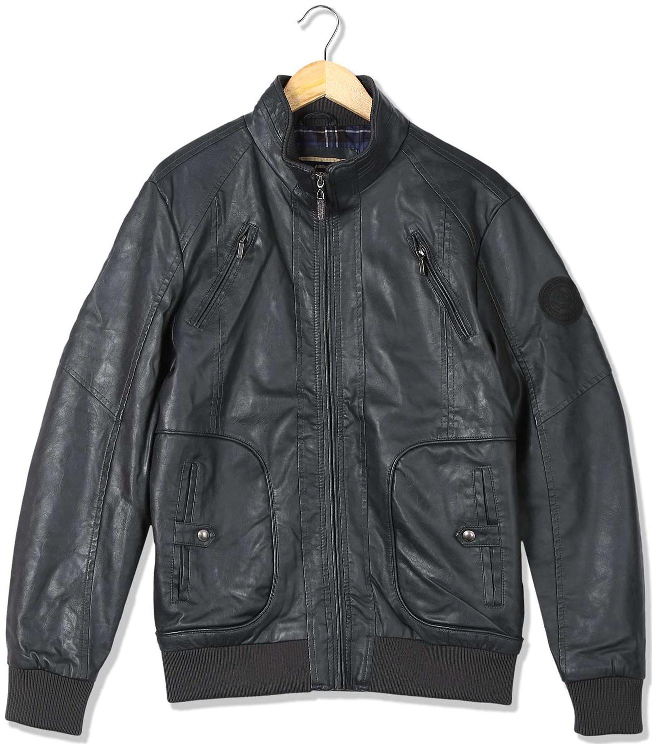 

U S Polo Assn Men Black Solid Biker jacket