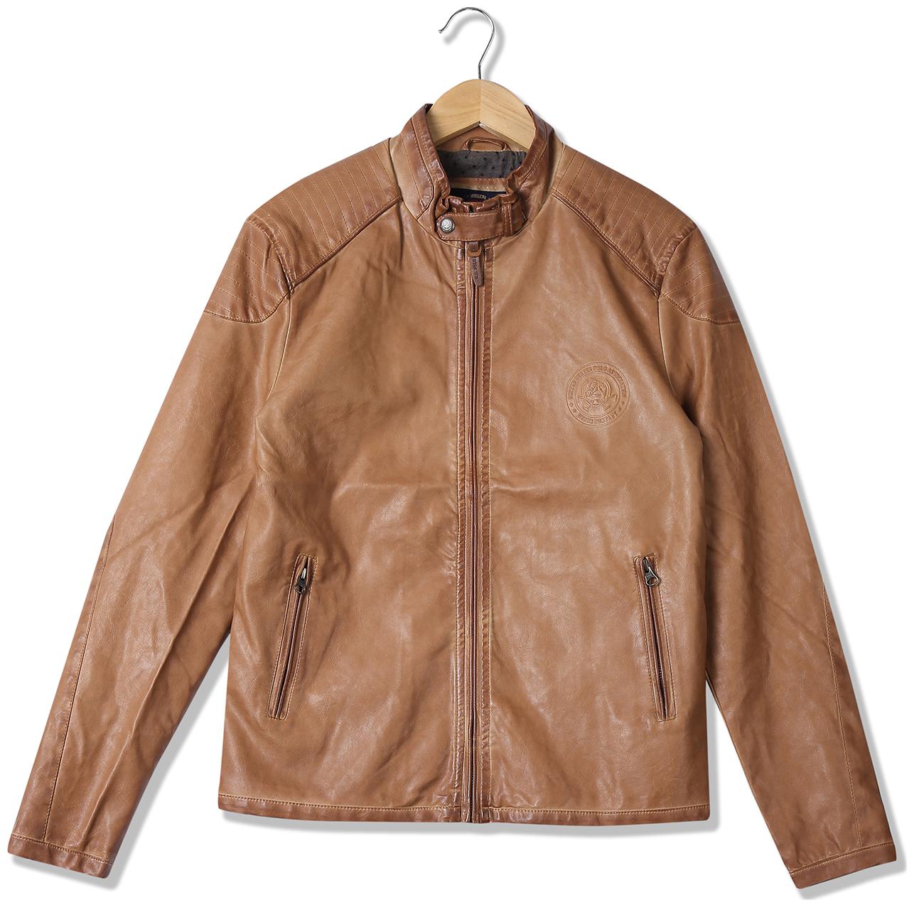 

U S Polo Assn Men Brown Solid Biker jacket