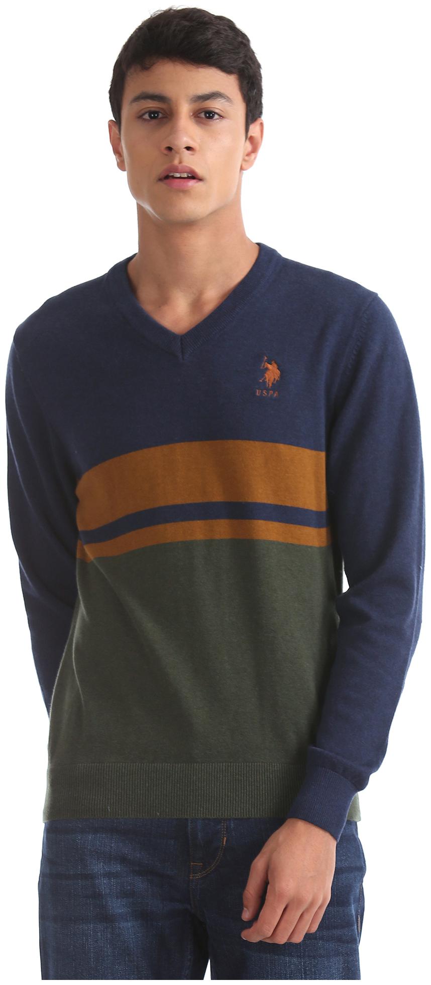 

U S Polo Assn Men Blue V neck Pullover