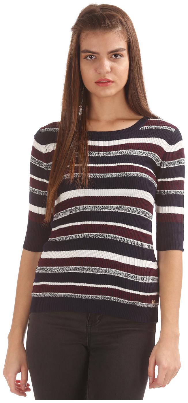 

U S Polo Assn Women Striped A-line top - Blue
