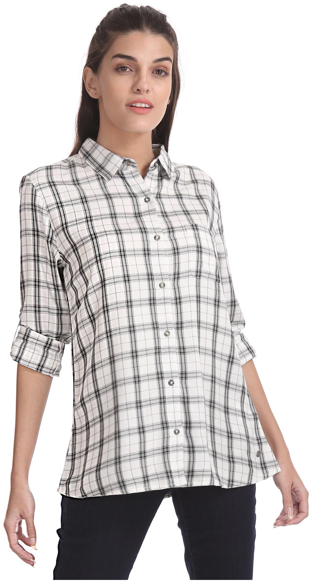 

U S Polo Assn Women White Checked Regular Fit Shirt