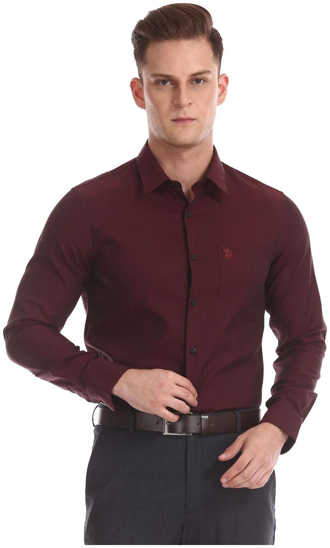 

U S Polo Assn Men Regular fit Formal Shirt - Red