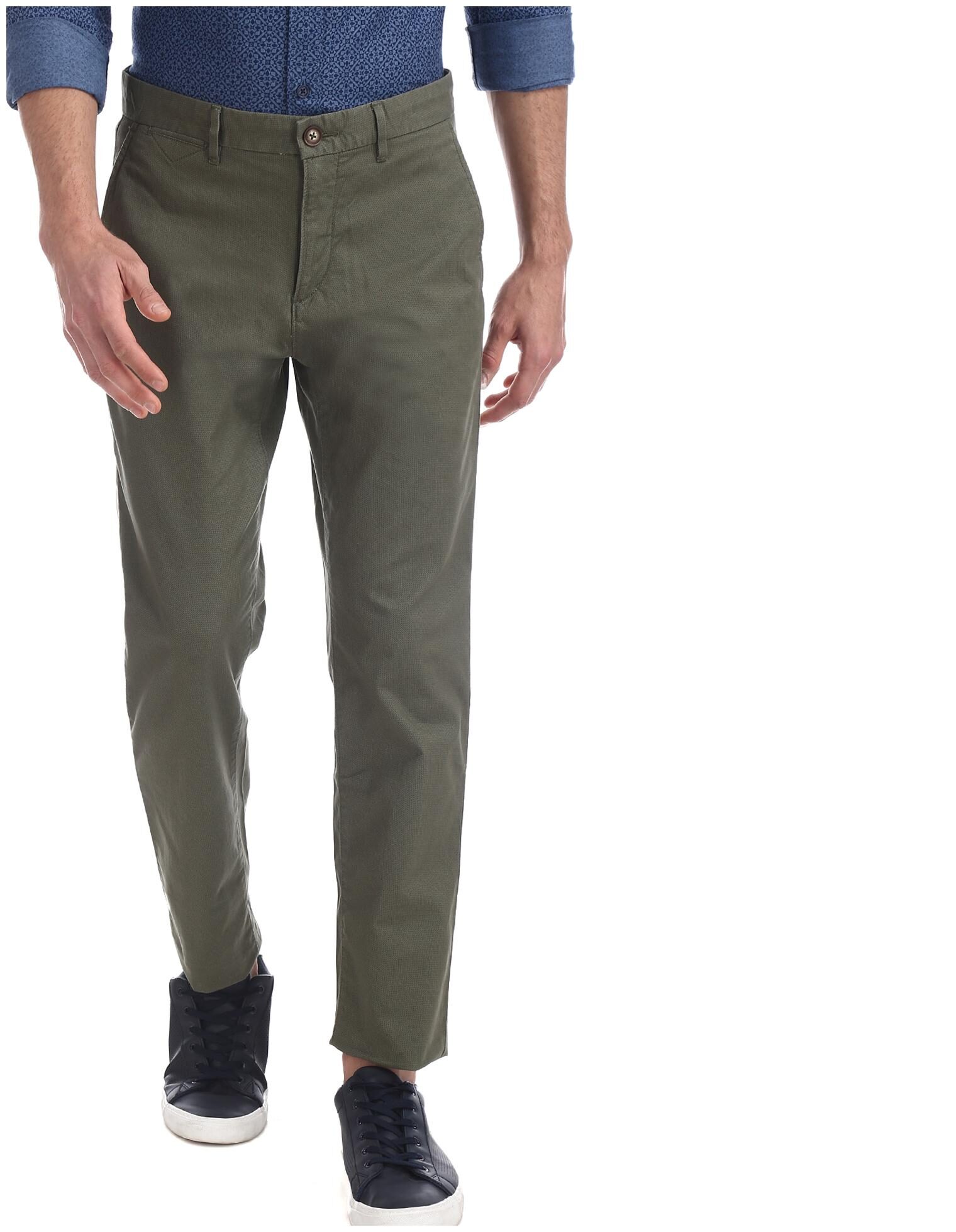 

U S Polo Assn Men Green Printed Slim fit Regular trousers