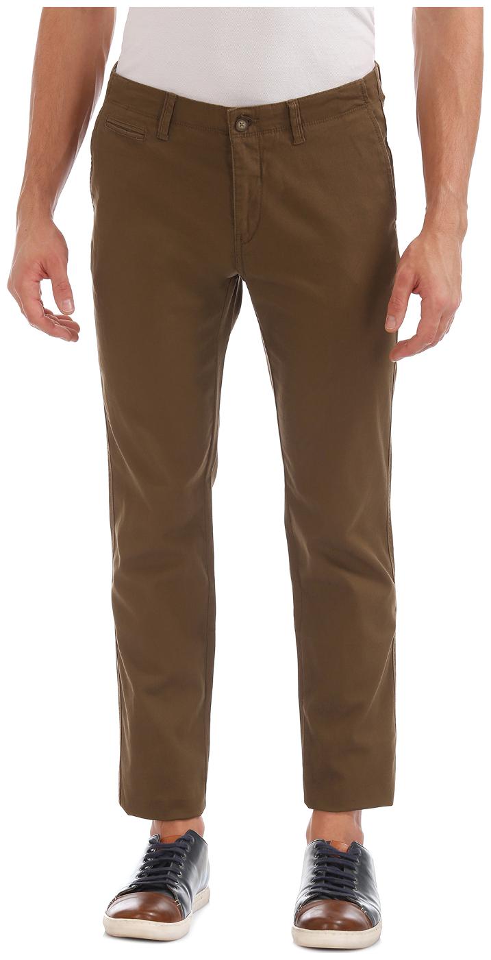 

U S Polo Assn Brown Cotton Slim Fit Cotton Stretch Trousers