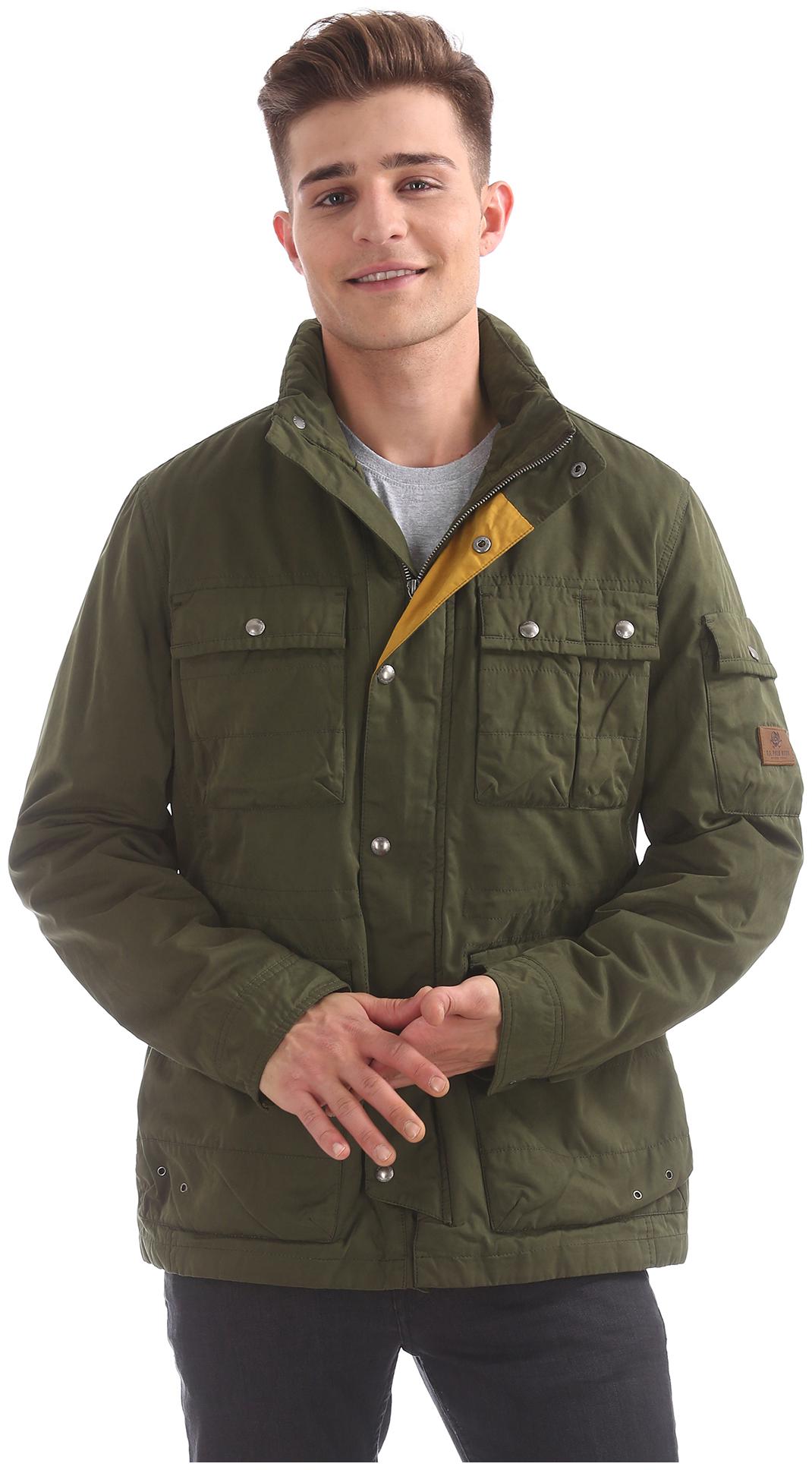 

U S Polo Assn Men Green Solid Military jacket