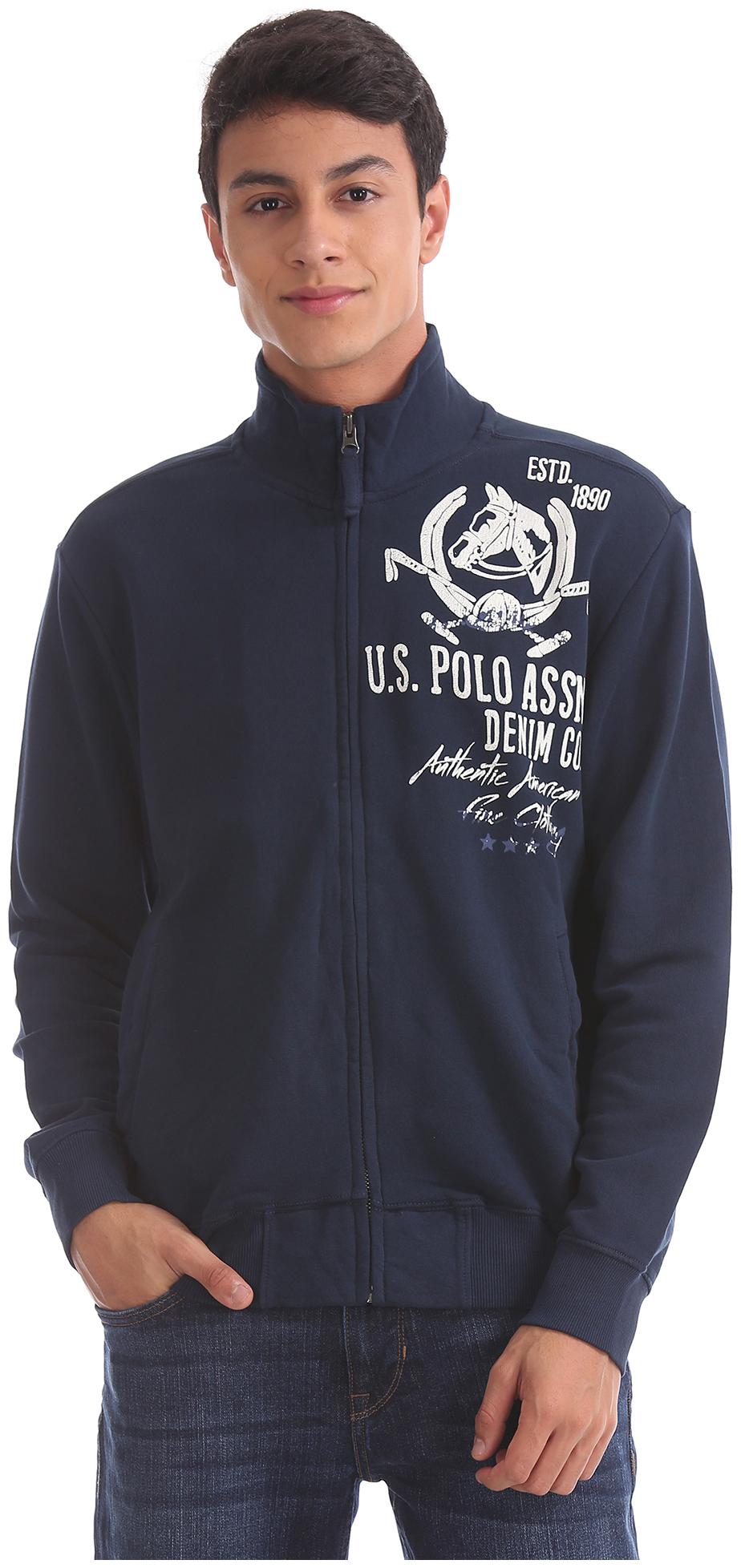 

U S Polo Assn Men Blue High neck Sweatshirt