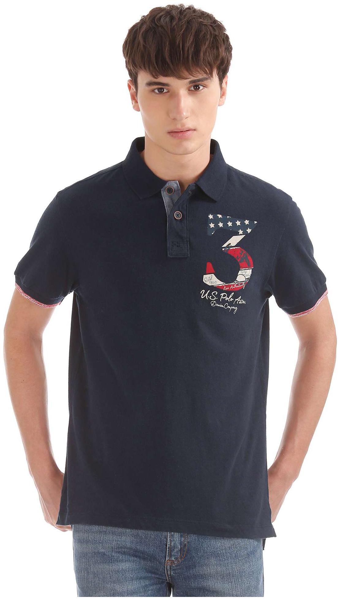 

U S Polo Assn Men Blue Slim fit Cotton Polo collar T-Shirt - Pack Of 1