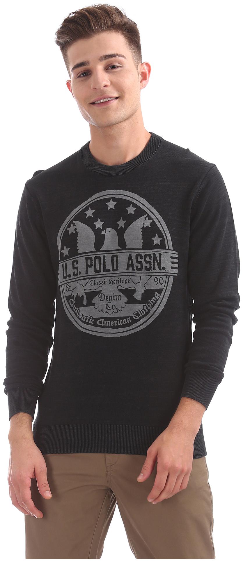 

U S Polo Assn Men Black Round neck Pullover