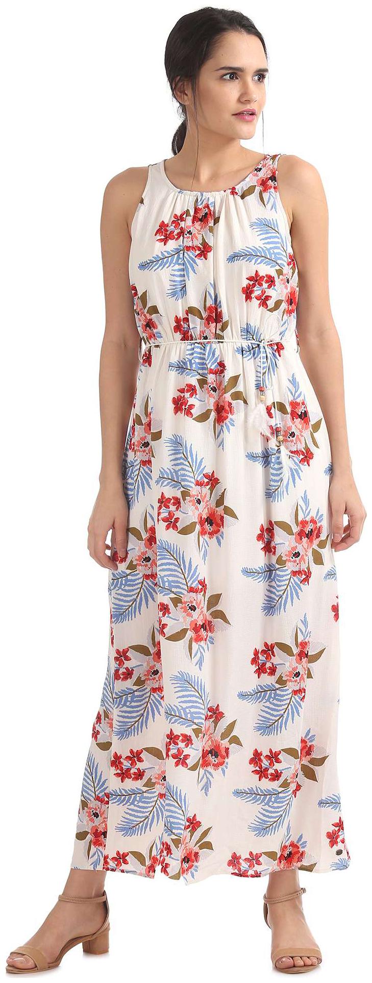 

U S Polo Assn White Printed Maxi dress