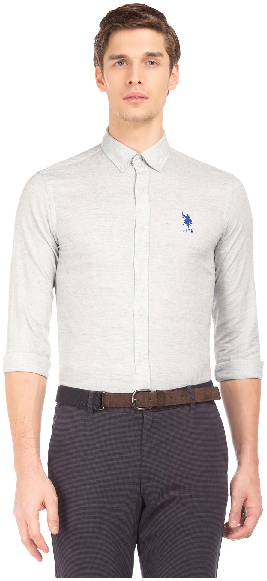 

U S Polo Assn Men Grey Solid Regular Fit Casual Shirt