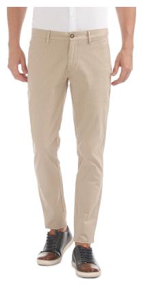 

U S Polo Assn Men Beige Printed Slim fit Regular trousers