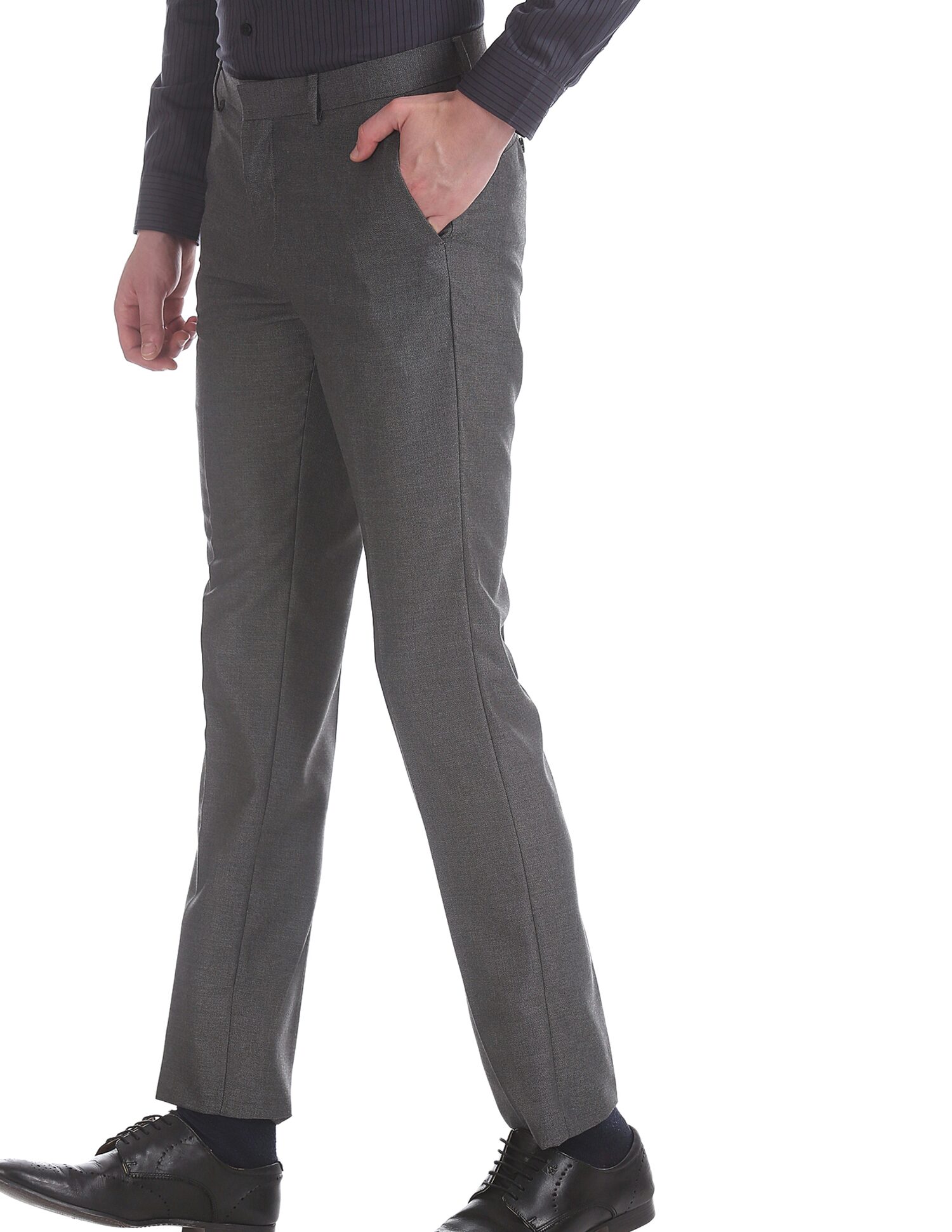 

U S Polo Assn Men Solid Regular Fit Formal Trouser - Grey