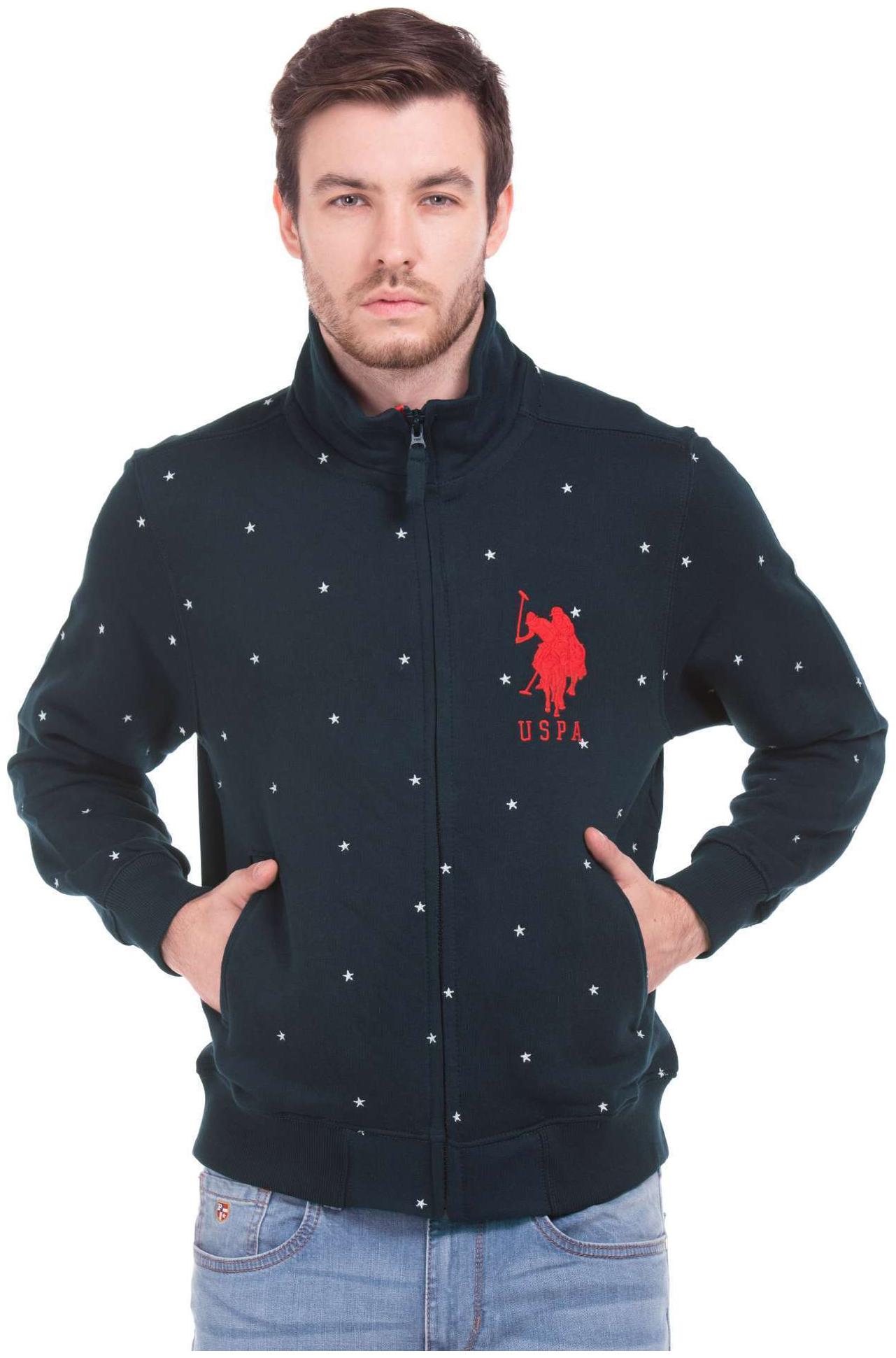 

U S Polo Assn Blue Cotton Star Embroidered Zip Up Sweatshirt