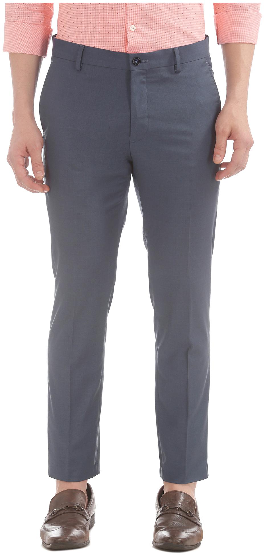 

U S Polo Assn Men Solid Slim Fit Formal Trouser - Blue