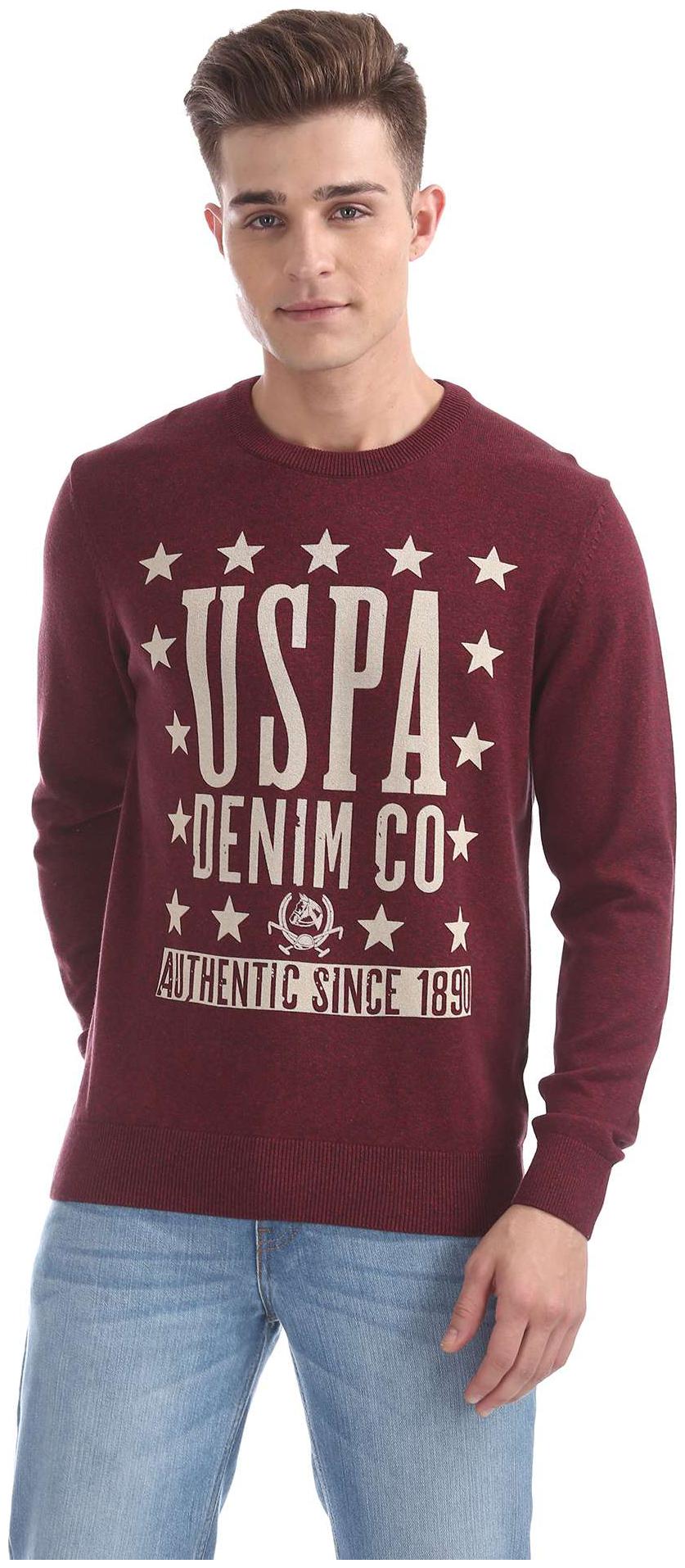 

U S Polo Assn Men Red Round neck Pullover